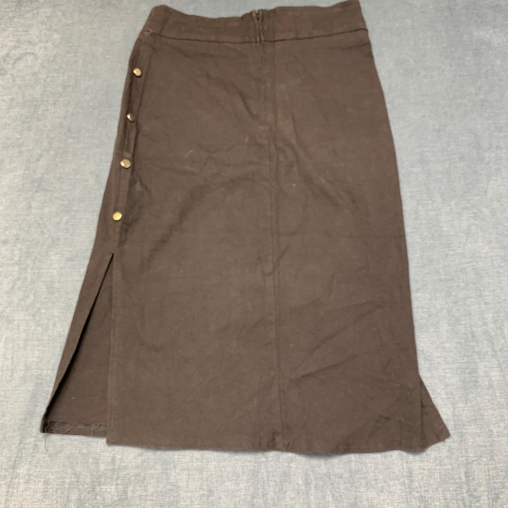 Pretty Girl Of California A-Line Skirt Womens 26 Brown Side Slit Casual Zipper